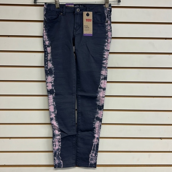 Levi’s Girls Denim Leggings Super Stretchy 12R Gray w/Pink Tie Dye NWT - Picture 1 of 12